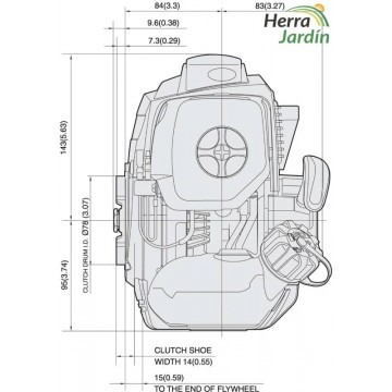 Motor Kawasaki TJ35E- vista medidas laterales