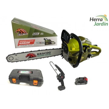 Motosierra gasolina BRACOG HJM6200 Amazona Limited - Vista Lateral - Caja Embalaje